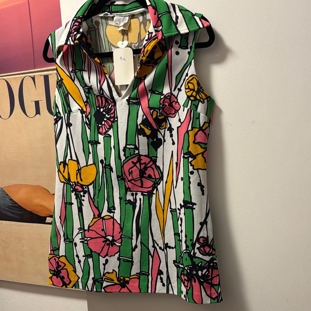 Floral Print Sleeveless Top - Green, Pink, Yellow